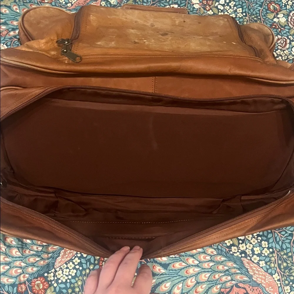 Vintage Boulder Ridge Tan Leather Duffel Bag